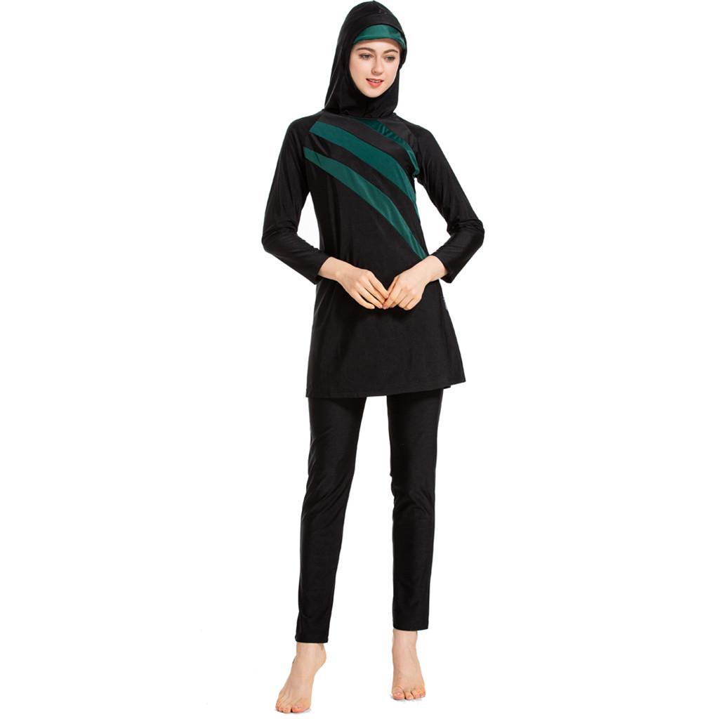 Muslimischer Badeanzug für Frauen mit Kappendruck, Badeanzug, Strandmode, Badebekleidung XXXXL grün