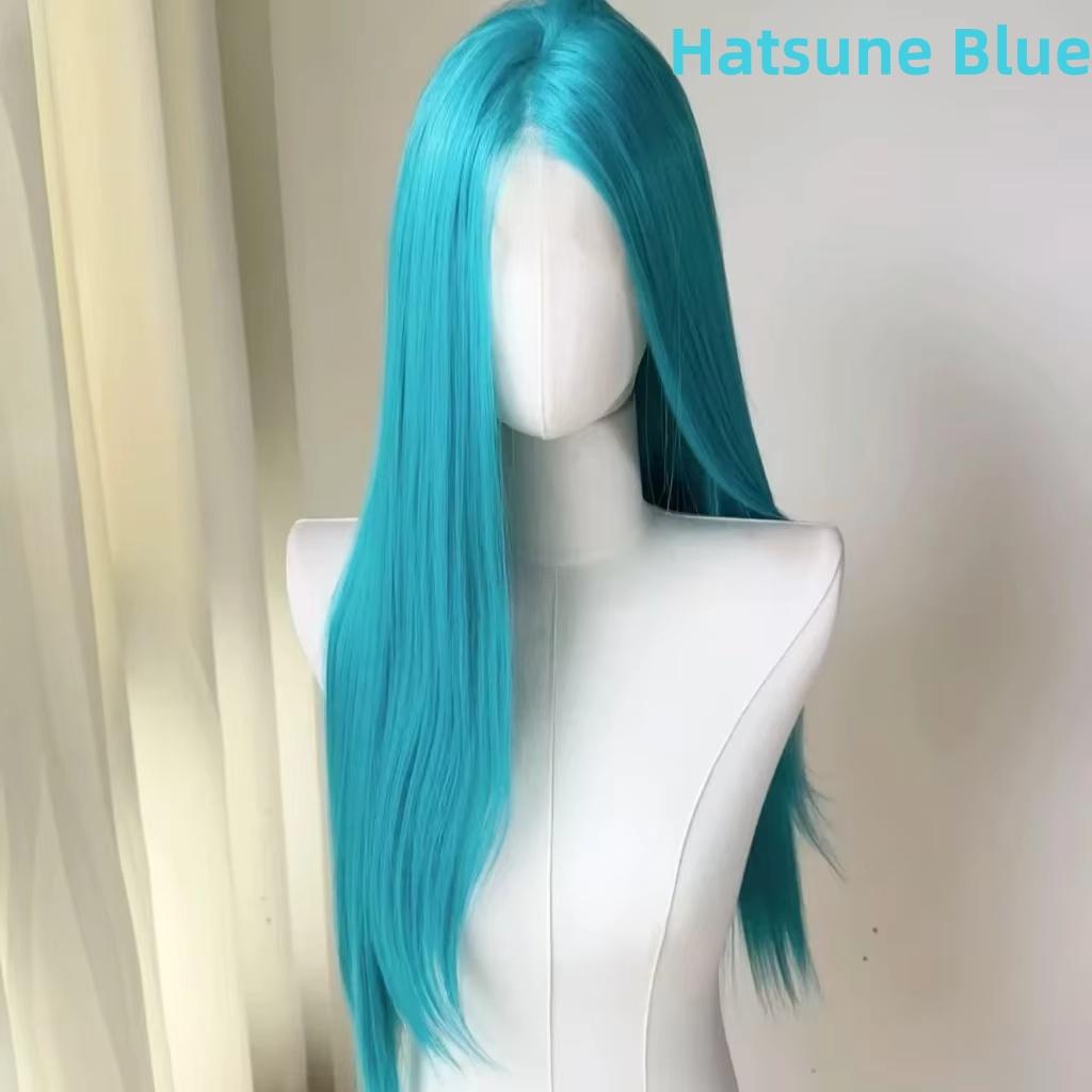 Hellrosa Perücke für Damen 13x4 Spitzenfront-Perücke 26 Zoll Lang Gerade Synthetische Perücken Weiche Natürliche Hitzebeständige Faser Cosplay-Perücke white