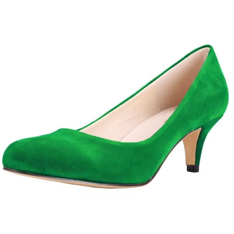 LOSLANDIFEN Damen Pumps Sexy High Heels Schuhe Flock Spitzschuh Rot Hochzeit Pumps Frau Casual Slip-on Abendschuhe 35 grün