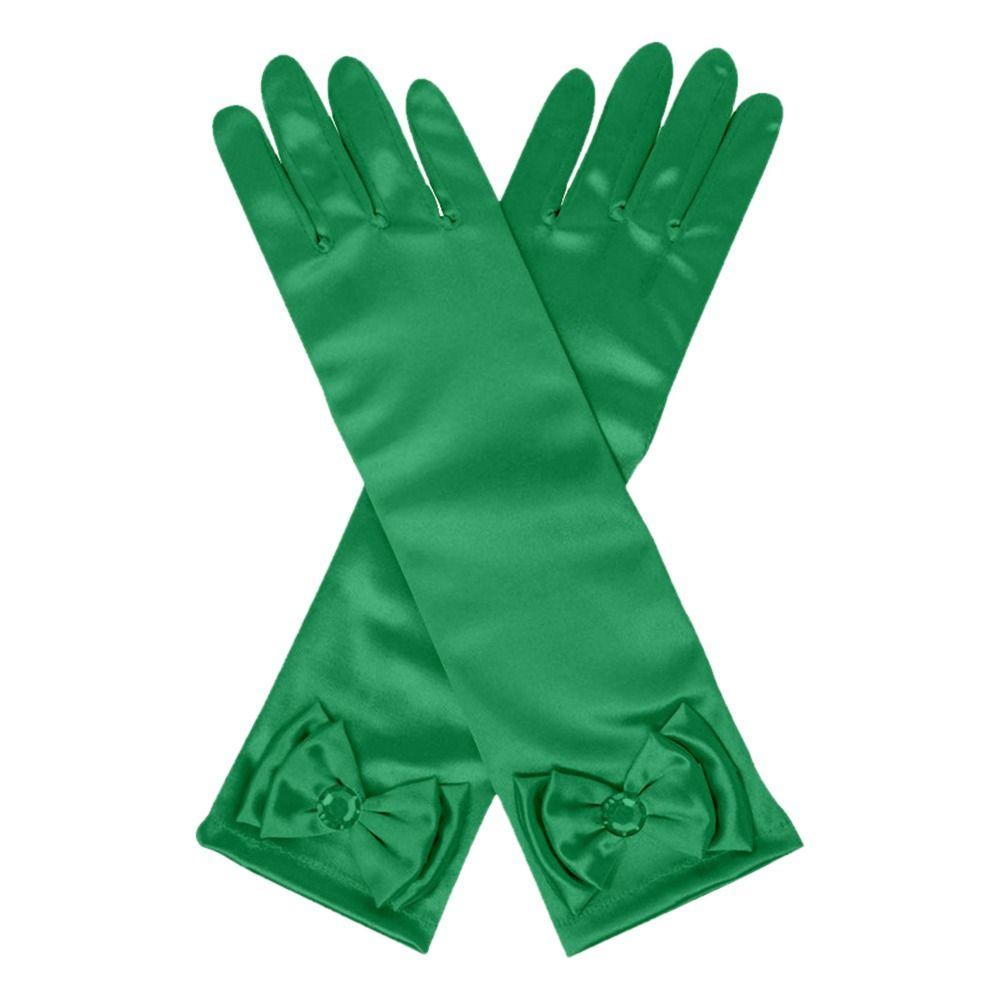 Kinderbekleidung Bühnenhandschuhe Prinzessinnenrock Accessoires Vollfingerfäustlinge Kinder Lange Handschuhe grün