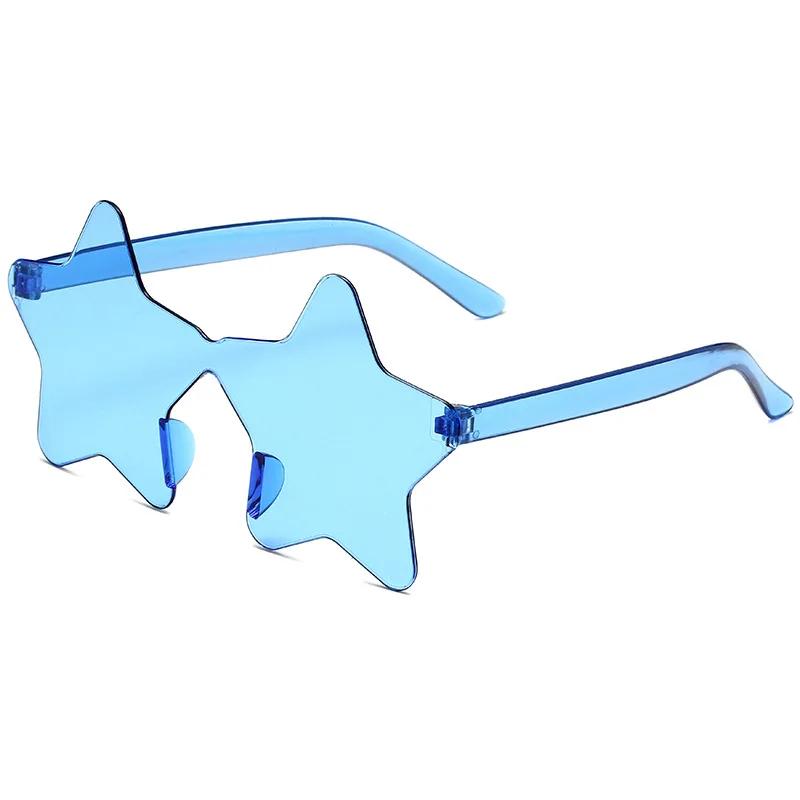 1 Stück rahmenlose einfarbige Brille in Sternform für Cosplay für Damen Herren Mode Brille Coole Disco Brille Pentagramm Sonnenbrille white