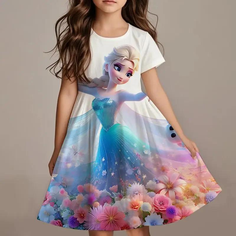 Disney Die Eiskönigin Prinzessin Elsa Mädchen Sommerkleid Anime Kinderkleider Kleidung Rock Mode Lässiges Outfit 110 white
