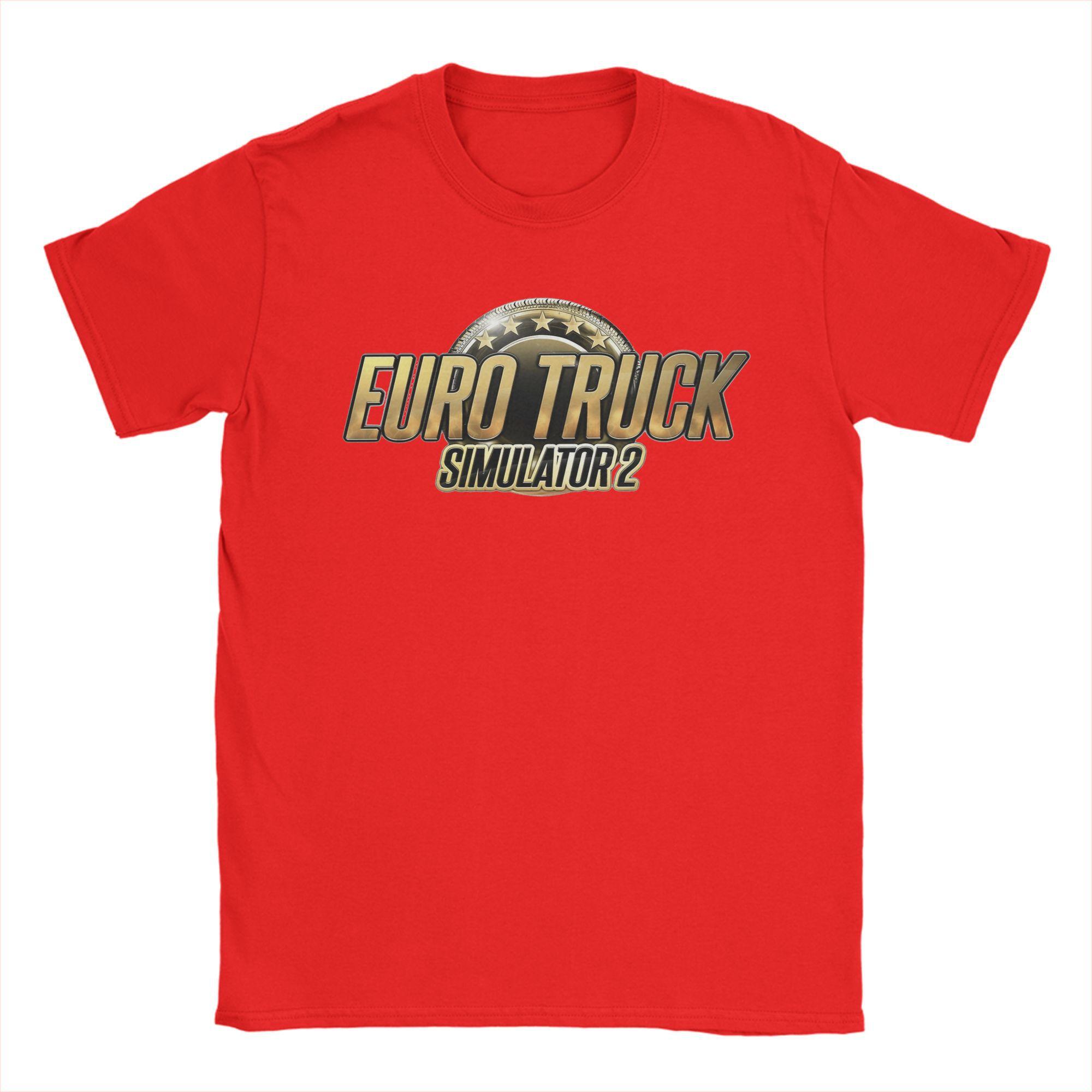 Spiel Euro Truck Simulator 2 Herren T-Shirts Freizeit-T-Shirts Kurzarm Rundhals T-Shirts Baumwolle Sommer Oberteile 4XL