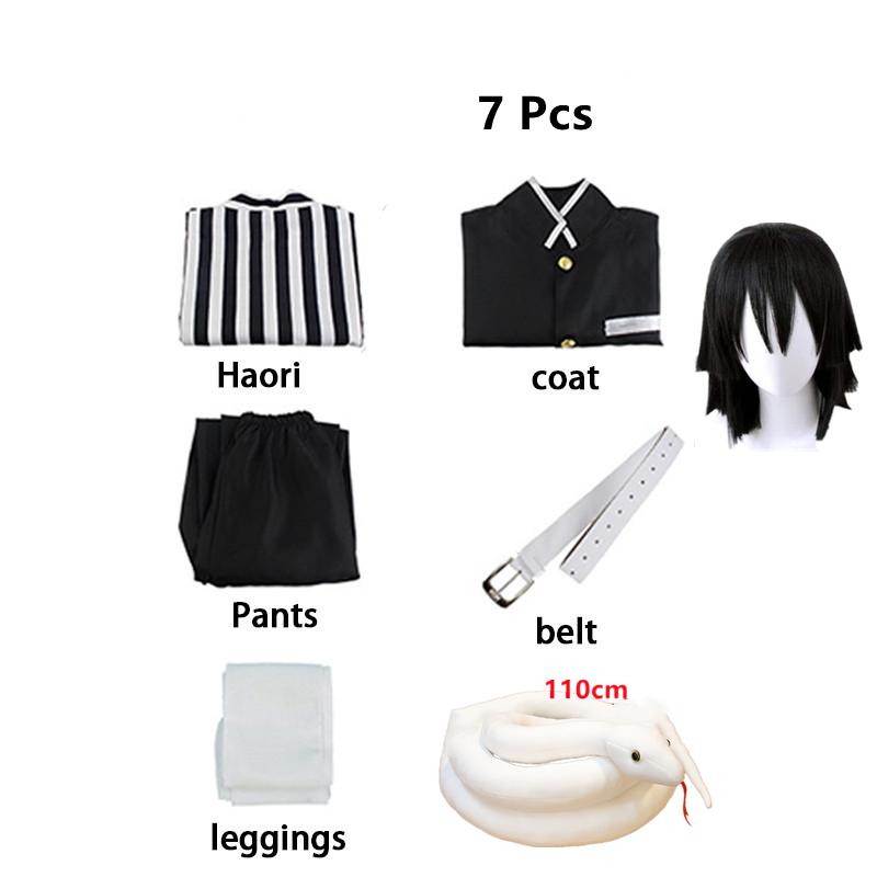 Anime Dämon Slayer Iguro Obanai Cosplay Kostüm Kimetsu Keine Yaiba Haori Kimono Uniform Perücke Weiße Schlange Requisiten Halloween Kleidung M-(Costume+Wig)