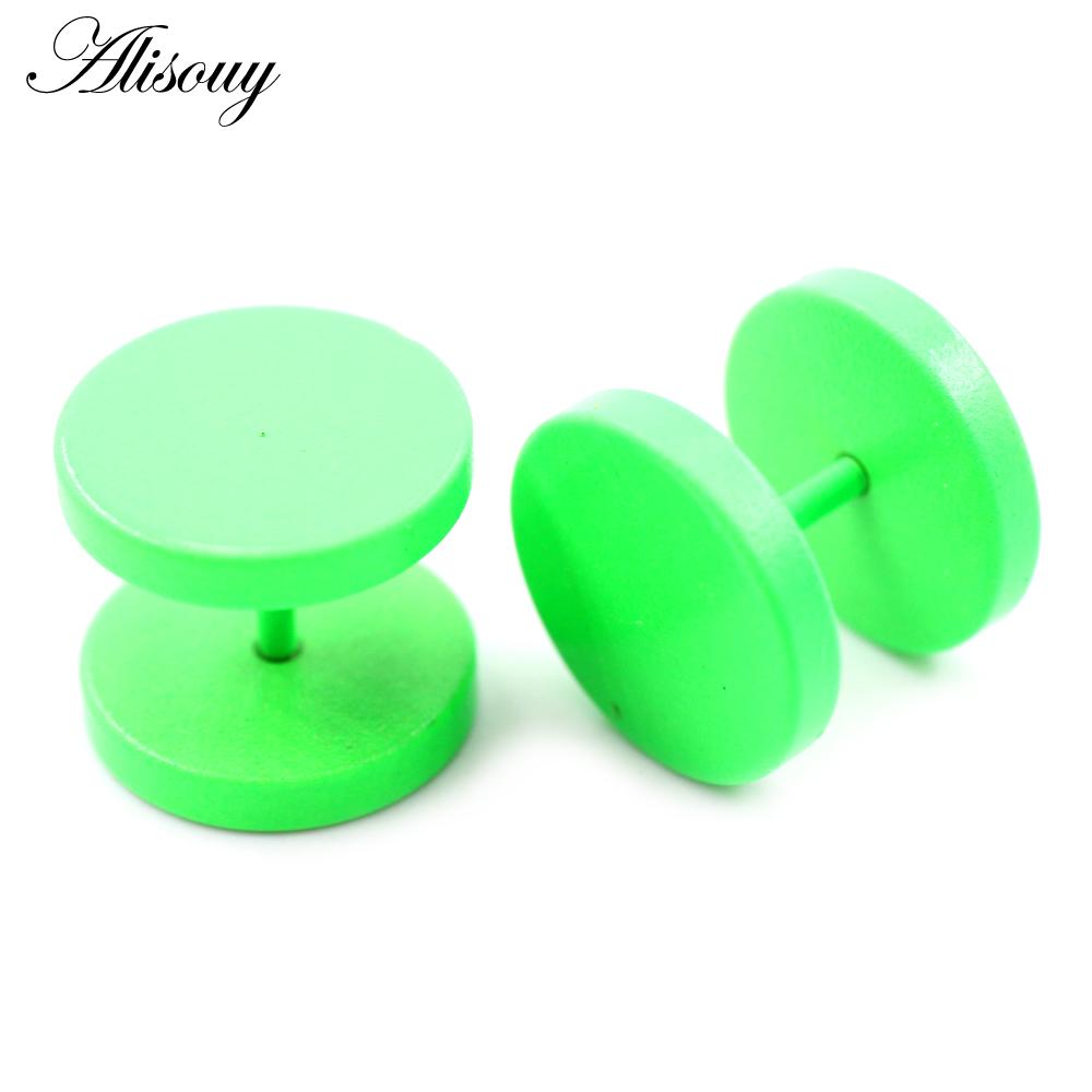 Alisouy 2 Stück 3-14mm Einbrennlack Edelstahl Unisex Herren Damen Hantel Rund Ohrstecker Ohrring Tragus Helix Piercing Schmuck 7mm