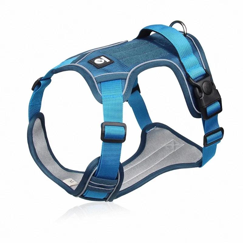 Verstellbares Hundegeschirr, reflektierendes Sicherheitstraining, Brustweste, Führt Halsband für französische Bulldoggen, Haustiere, Hundezubehör S4-7kg blue