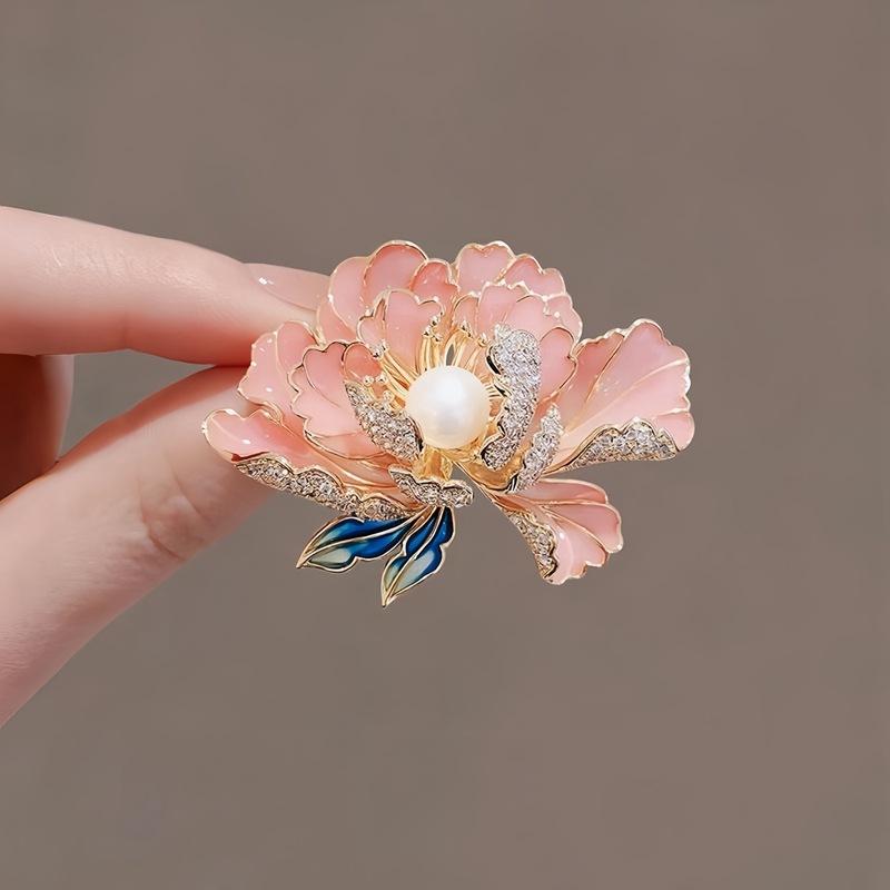 Chinesischen stil Pfingstrose blume brosche frauen high-end-luxus cheongsam corsage stil elegante mantel anzug zubehör pin rosa