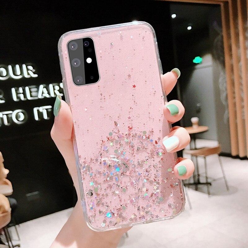 Mode Bling Fall Für Samsung Galaxy S25 S24 S23 S21 Ultra S20 FE A56 A36 A54 A34 A73 A53 A15 A25 A35 A55 a05 A72 A52 A71 A51 Glitter Silikon Abdeckung Samsung Galaxy A72 rosa