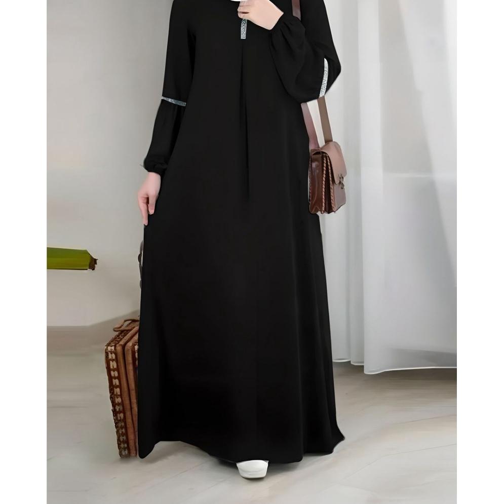 Mode Langarm Muslimisches Abaya Kleid Lässige Robe Einfarbige Kleidung für Frauen XL schwarz