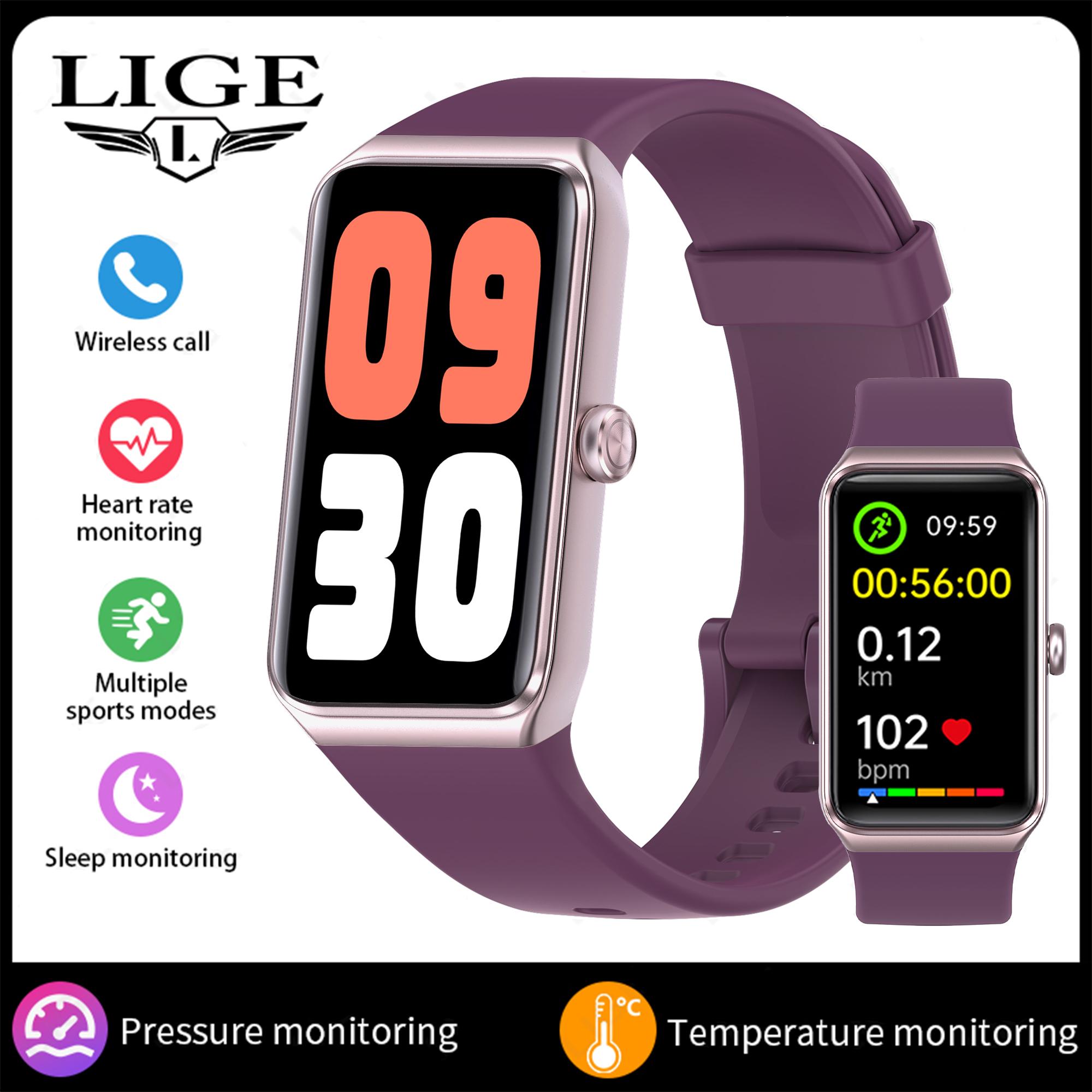 LIGE Neue Smartwatch C82 Bluetooth-Anruf Damen-Smartwatch 1,47 Zoll Gesundheitserkennung Outdoor-Sport Wasserdichtes Smart-Armband silicone strap violett