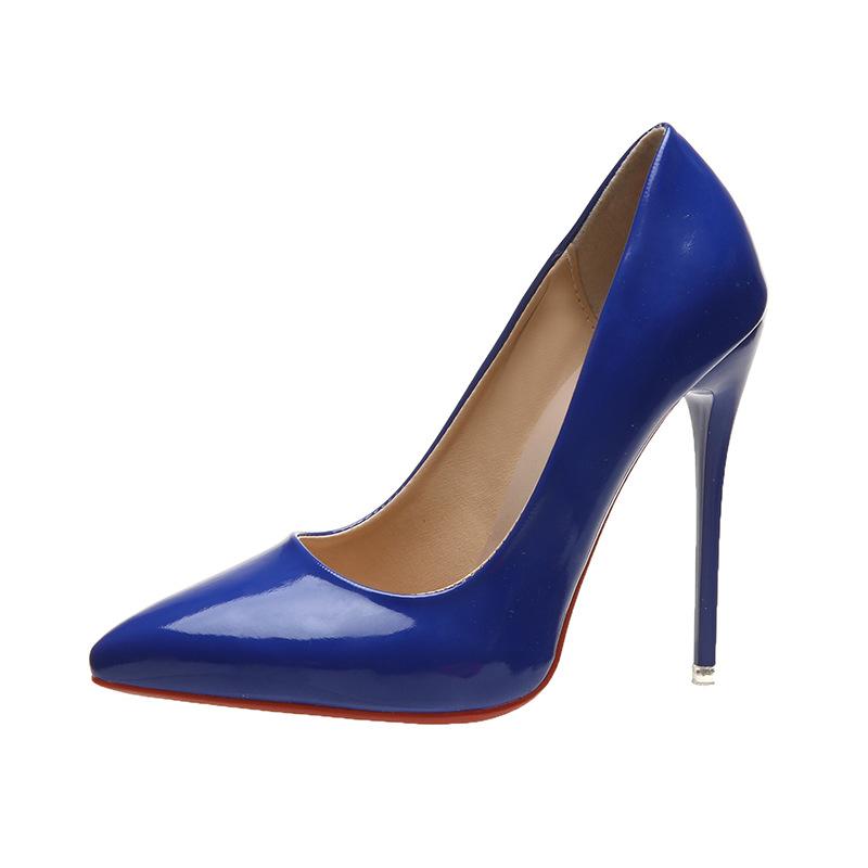 Damen Sommerschuhe in Übergröße mit ultrahohen Absätzen, Frühling, lässig, spitz zulaufend, Stilettos, einfarbig, Einzelschuh 35–45 39 blau