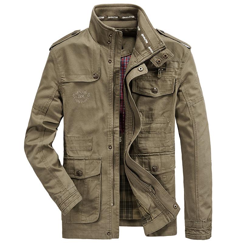 Plus Größe Militär Jacke Männer Frühling Herbst Baumwolle Outdoor Multi-tasche Herren Jacken Mantel Lässig Männlich S khaki