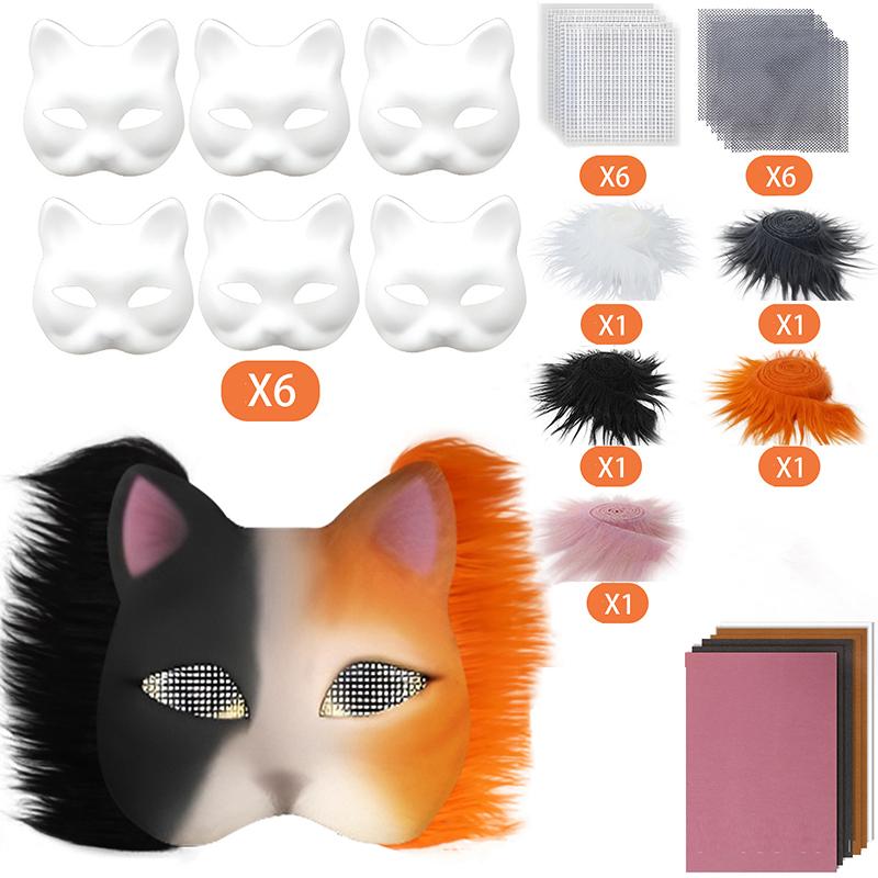 29 Stück Masken Set Rohmaske Halbgesichtsmaske Handgezeichnet Tier Katze Fuchs Maske DIY Handgemacht Graffiti Halbgesichtsmaske Party Weihnachtsgeschenke
