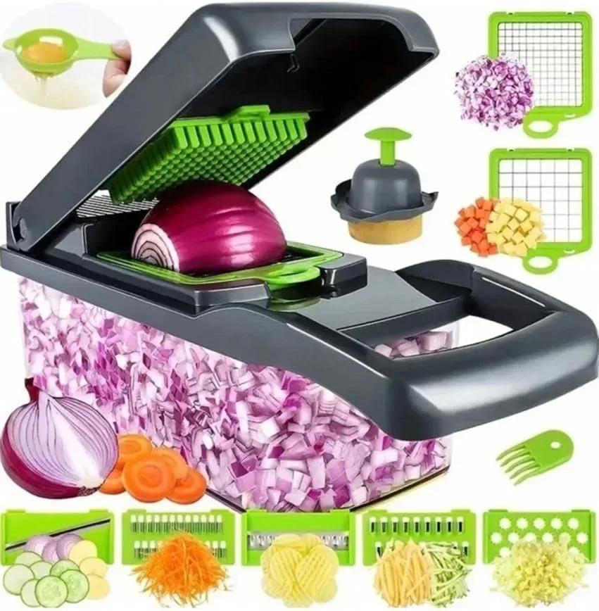 14/16 in 1 Multifunktions Gemüse Chopper Griff Lebensmittel Rost Lebensmittel Chopper Gemüse Slicer Dicer Cut Küche Artikel cocina black