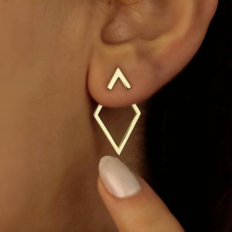 Ohrstecker im Retro-Stil, minimalistisch, geometrisch, quadratisch, abnehmbare Dreiecke, für Frauen, Modeschmuck, Accessoires, Partygeschenke gold