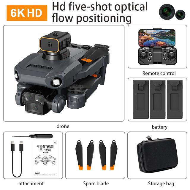 P8 Pro 8K Drohne Professionelle Hindernisvermeidung 4K Dual HD Kamera 5G Bürstenloser Motor Faltbarer Quadcopter Geschenke Spielzeug Black6KBag3B