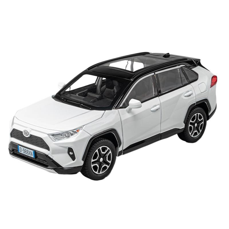 1/22 Toyota RAV4 SUV, Legierung, Druckguss-Modellauto, Spielzeug, 6 Türen können geöffnet werden, Pullback, Sound und Licht, Fahrzeug, Spielzeug, Sammlerstücke, Geschenke weiß