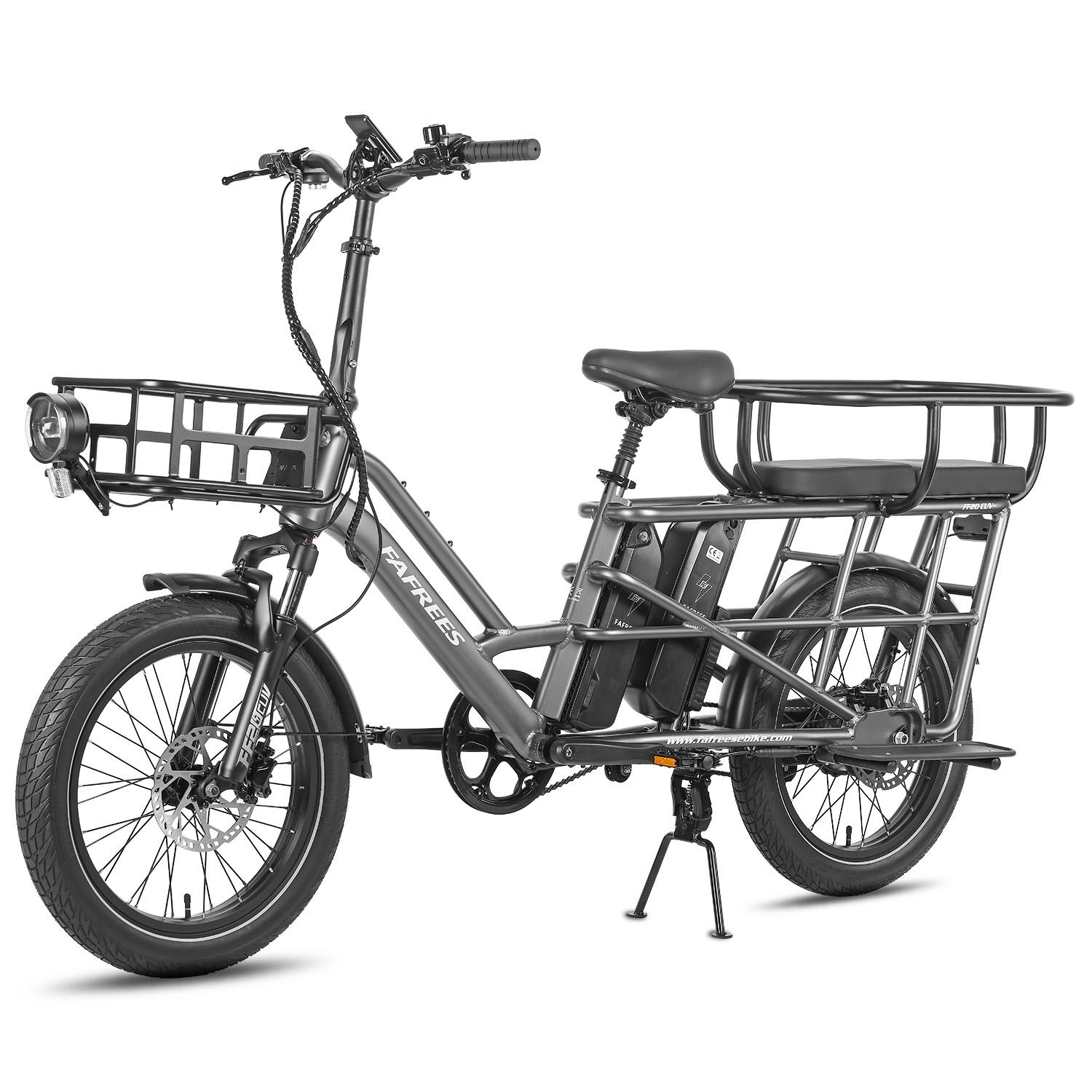 FAFREES FF20 CUV Outdoor Elektrisches Lastenfahrrad 48V12Ah Doppelakku 250W Motor Urbanes Pendeln E-Bike 20 Zoll Fat Tires Bequemes E-Bike grau