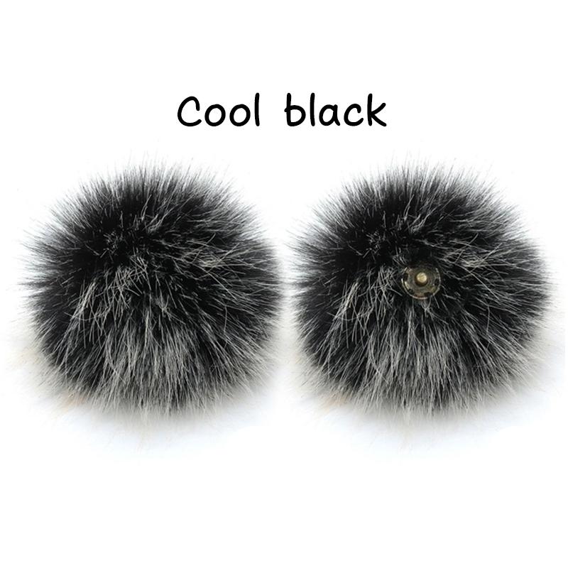 2 Stück Kappenzubehör DIY Ball Kunstfuchsfell Bommel mit Schnalle Haarball Hut Ball Pom Pom Mehrfarbig coole schwarze