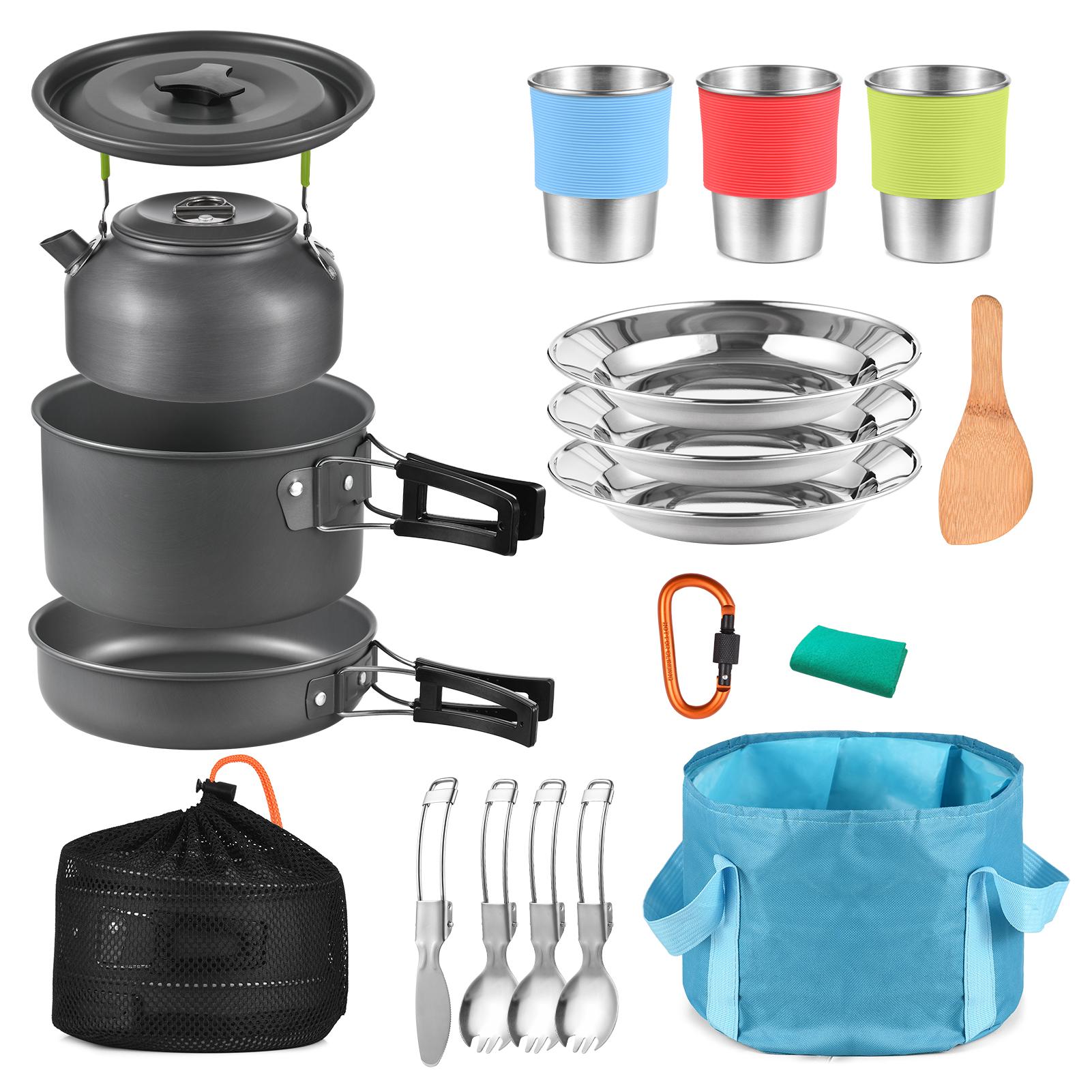 TOMSHOO 22-teiliges Camping-Kochgeschirr, Kochset, Camping-Topf und Pfanne, Kochset, Outdoor, Camping, Wandern 22pcs set