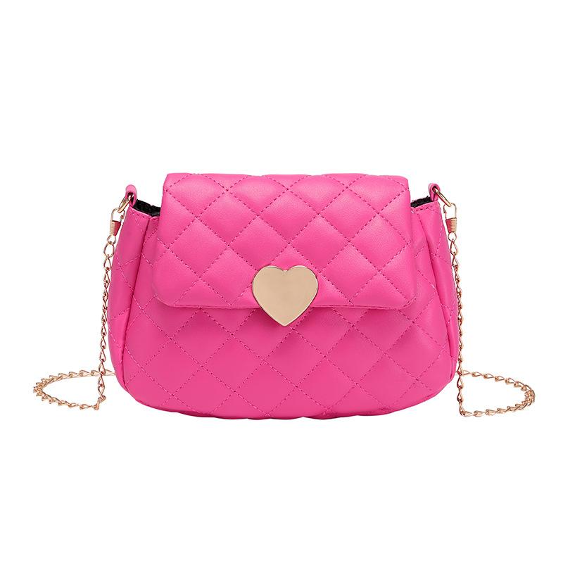 Herzförmige bestickte Tasche für Damentasche für Damen Lässig Vielseitig Handytasche Diamant Umhängetasche pink