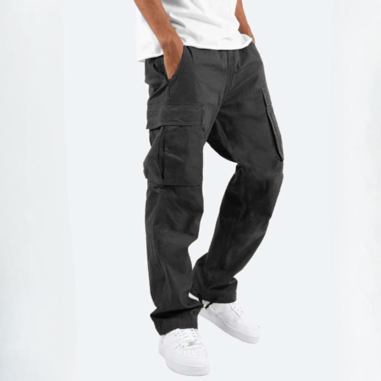 Herren Freizeithose Kordelzug Mehrfach-Taschen Hose Herren Cargo Hose XXL schwarz