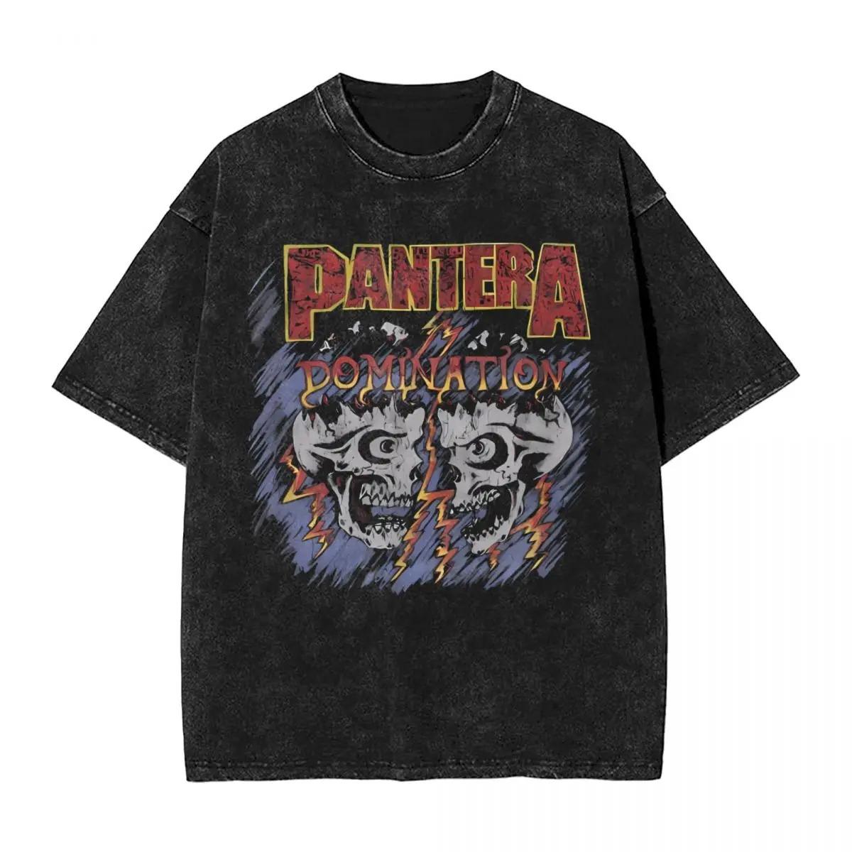 Groove Metal Pandora Band PANTERA T-Shirts Damen Herren Gewaschen Heißprägung Druck T-Shirts Baumwolle Kurzarm Tops M gray