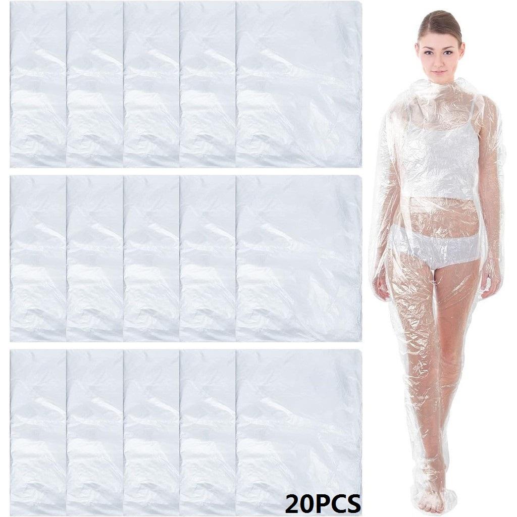 20 Stück Einweg-Körperwickel PE Sauna-Badeanzug Plastik Körper-Ferninfrarot-Sauna-Wickel für Damen Herren Spa-Badewanne Gewichtsverlust Entgiftung, Transparent