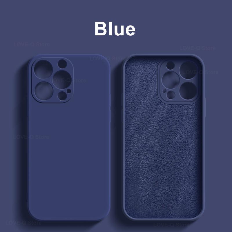 Für Flüssigsilikon Handyhülle Für Apple iPhone 16 15 14 Plus 13 12 11 Pro Max Hüllen Für iPhone 16 Pro Max Stoßfeste Hülle For iPhone 15 Pro blau