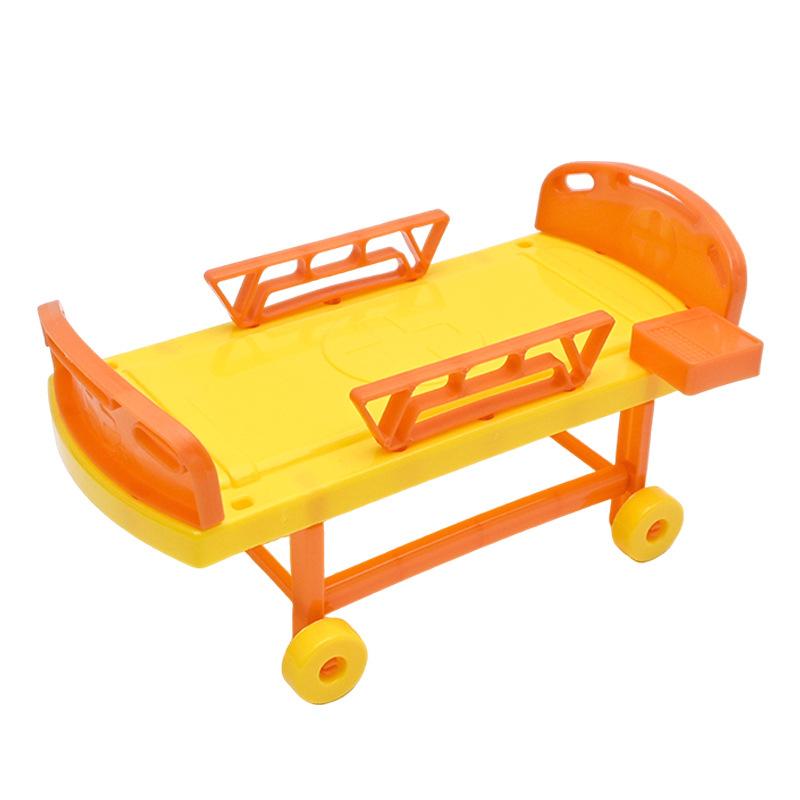 1 Stück Krankenhausbett Simulation Arzt Krankenschwester Männlich Und Weiblich Spielzubehör Puppenbett Medizinisches Bett Bett Spielzeug Kinder Spiel Zuhause Spielzeug orange