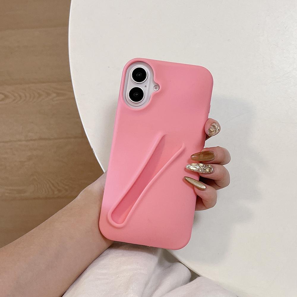 Lippenstift Silikon Handyhülle für iPhone 11 13 16 15 12 für 14 15 16 Pro 14 16 Pro Max DIY Lippenstift Lippenhalter Silikon Handyhülle iPhone 16 Plus rosa