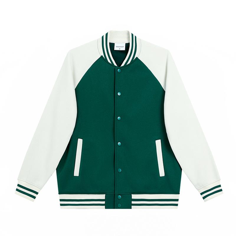 Baseballjacke für Damen und Herren, Hip-Hop-Harajuku-Jacken, Mäntel mit Schultereinsatz, Baseball-Jersey-Mantel, Strickjacke L grün