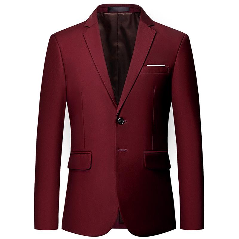 Business-Anzug, Hochzeitskleid, einfarbig, Zwei-Knopf-Anzug, Herren-Blazer 6XL wein rot