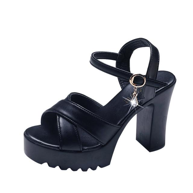 Frauen Fisch Mund Plattform High Heels Keile Schnalle Hang Sandalen Frauen Schuhe Frau Plattform High Heels Sandalen High Heels 39 schwarz