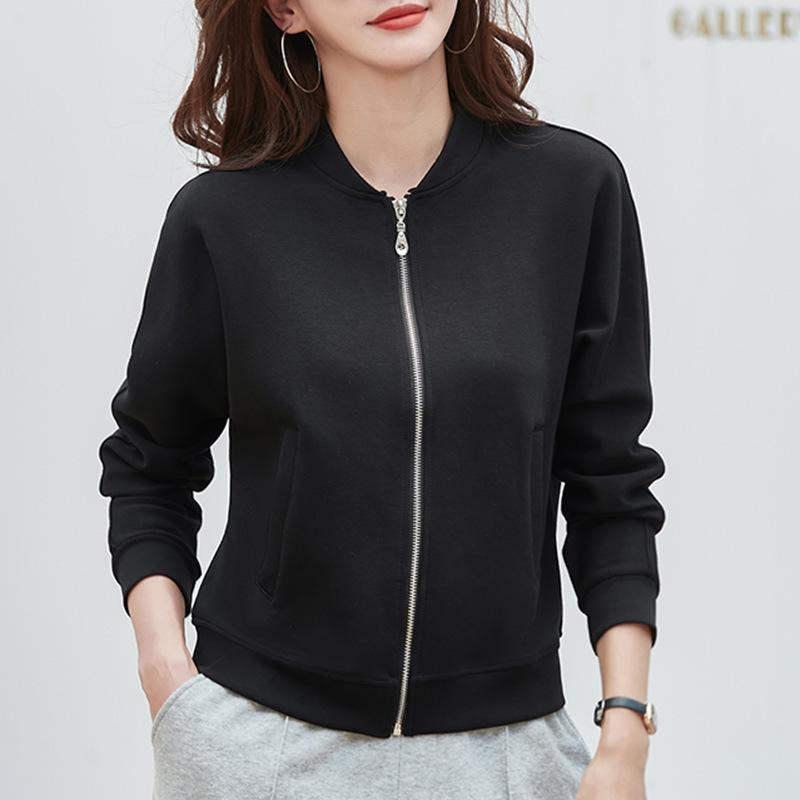 Frühling und Herbst Damen Jacke Baseball Kleidung einfarbig Reißverschluss Langarm Jacke S