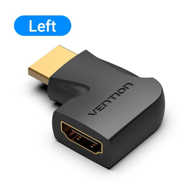 Vention HDMI-Adapter 270 90 Grad rechtwinkliger HDMI-Stecker auf HDMI-Buchse Konverter für PS4 HDTV HDMI-Kabel 4K HDMI 2.0 Extender Left schwarz