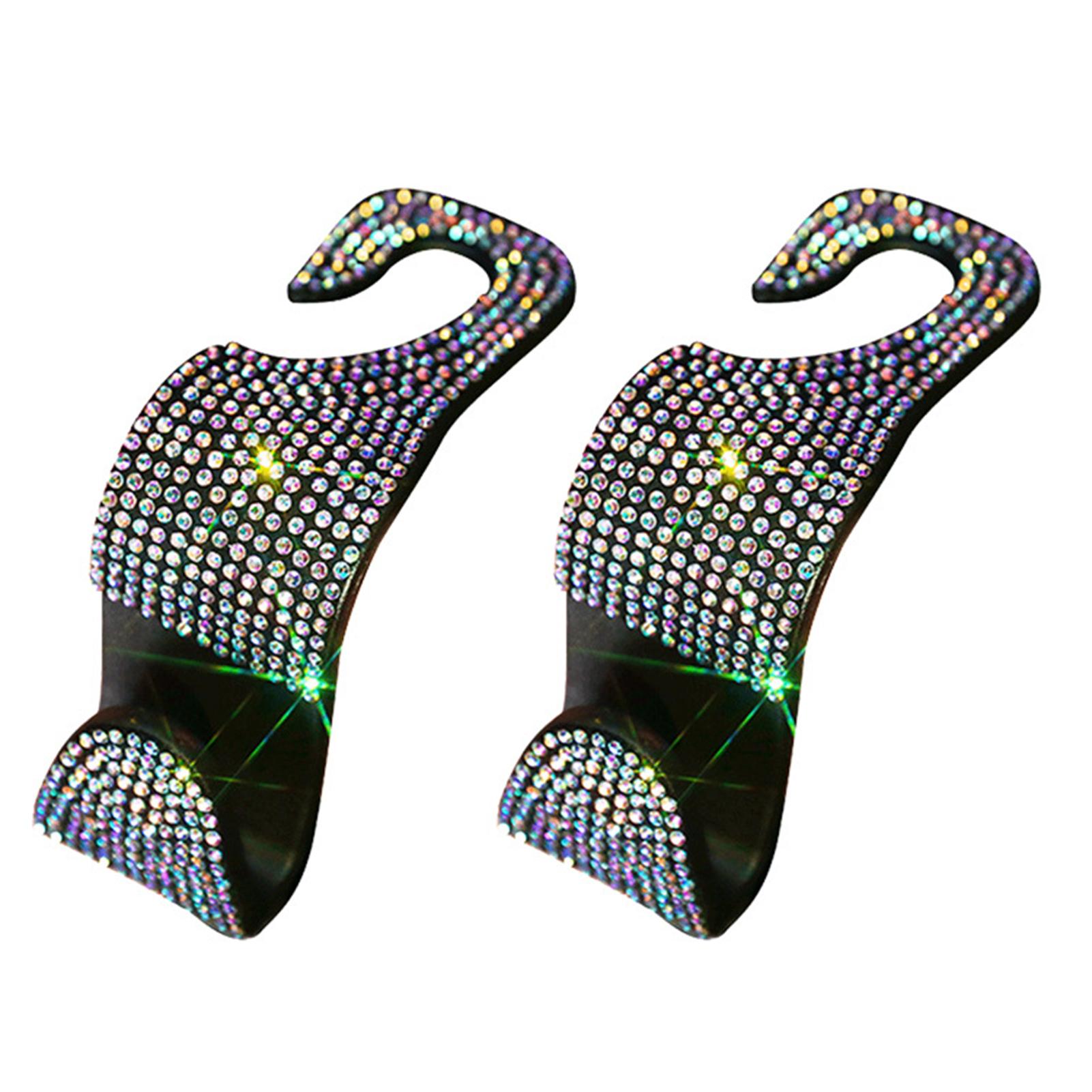 2 Stück glänzender Kristallstein versteckter Haken für Autositz-Rückenlehne, Fahrzeugzubehör bunt