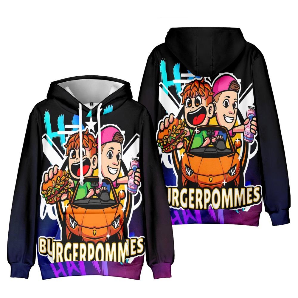 8 Farben Neue Mode Burgerpommes ICrimax Print Kleidung Streetwear Frauen Männer Hoodies Sweatshirt Mode Mit Kapuze Langarm Pullover Tops XXS violett