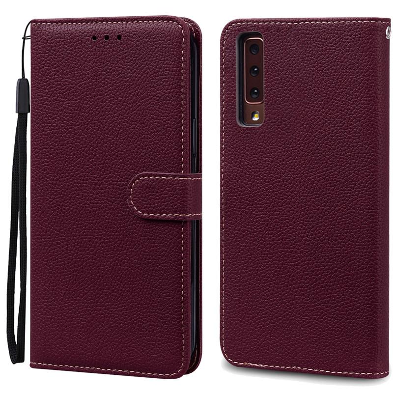 Für Samsung Galaxy A7 2018 Hülle Galaxy A 7 2018 Hülle Luxus Leder Flip Case Für Samsung Galaxy A7 2018 SM-A750F Handyhüllen Samsung A7 2018 A750 wein rot