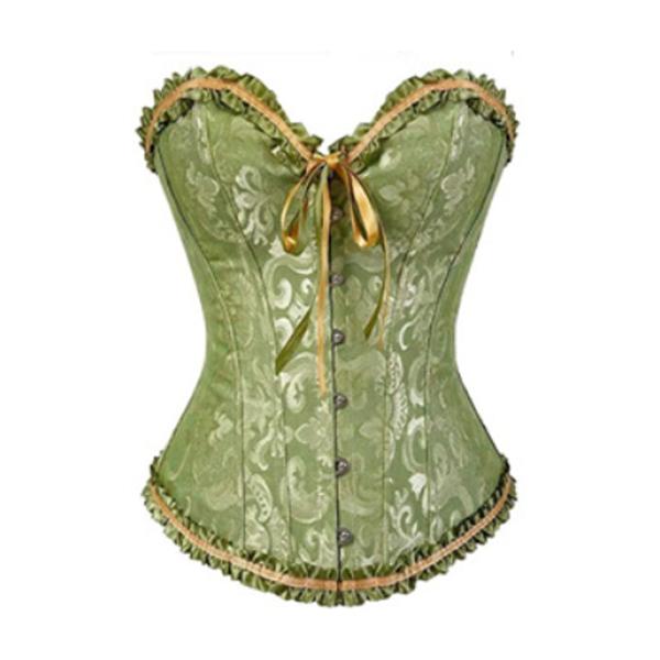 Korsett Bustier Mieder Damen Plus Size Satin Überbrust besticktes G-String Tops Korsett XXXXXXL grün