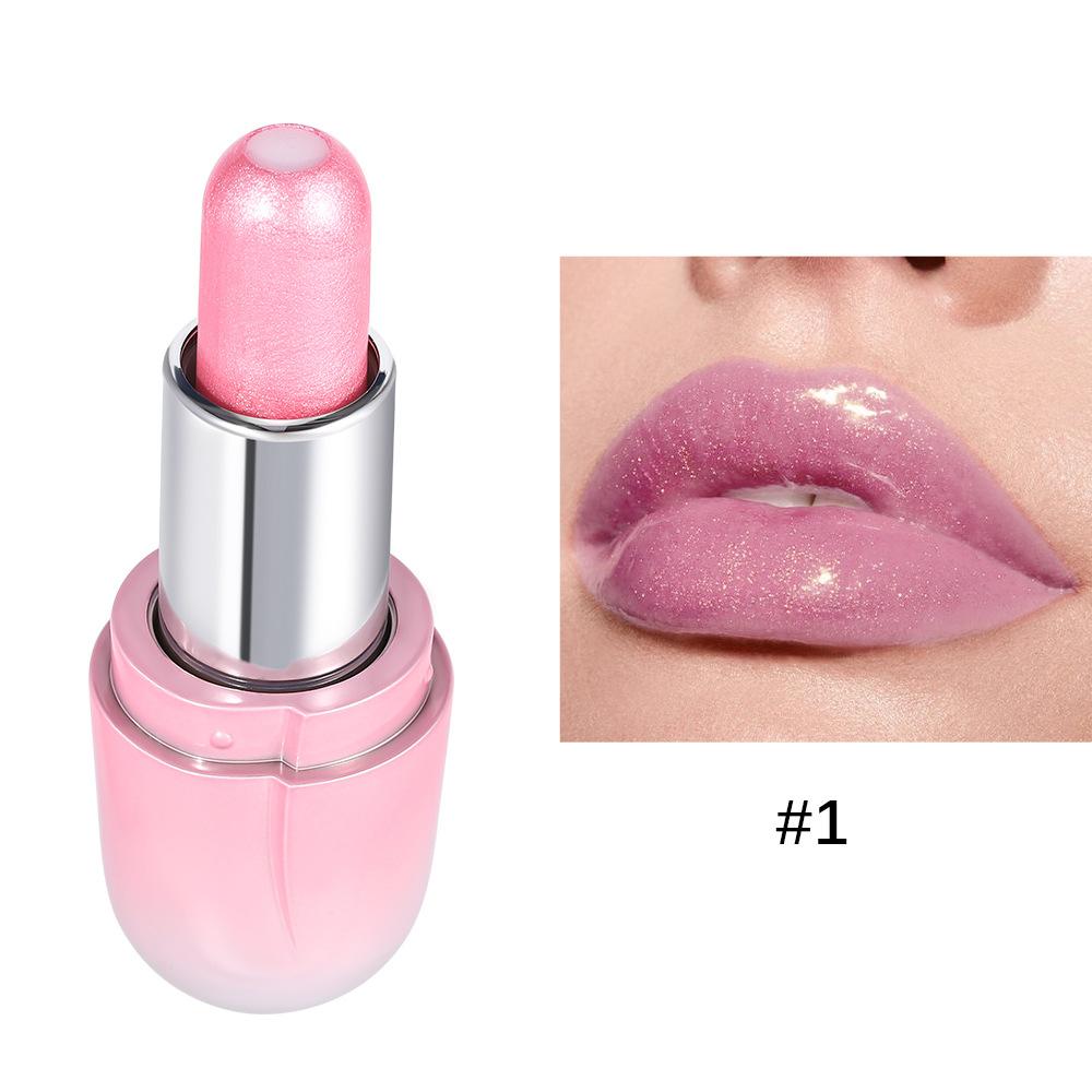 Sandwich-Lippenstift, Perlglanz, langanhaltend, wasserfest, Glitzer-Lippenstift, schimmernd, perlglanzfarben, glänzend, metallisch-rosa Lipgloss, Lip Glaze 1#