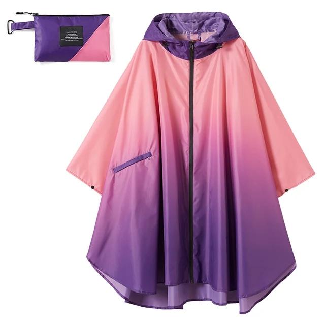 Große Größe Damen Regenmantel mit Farbverlauf Leichter Regenmantel Poncho Damen Wasserdichter Umhang Regenmäntel Erwachsene Bunte Regenbekleidung