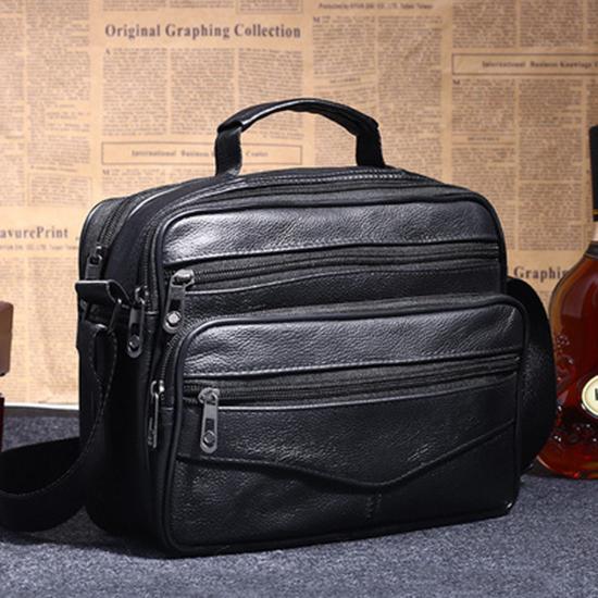 Herren-Handtaschen im europäischen und amerikanischen Stil für reife Männer, multifunktionale, lässige Herren-Umhängetasche aus Leder, Business-Umhängetasche Horizontal BAG