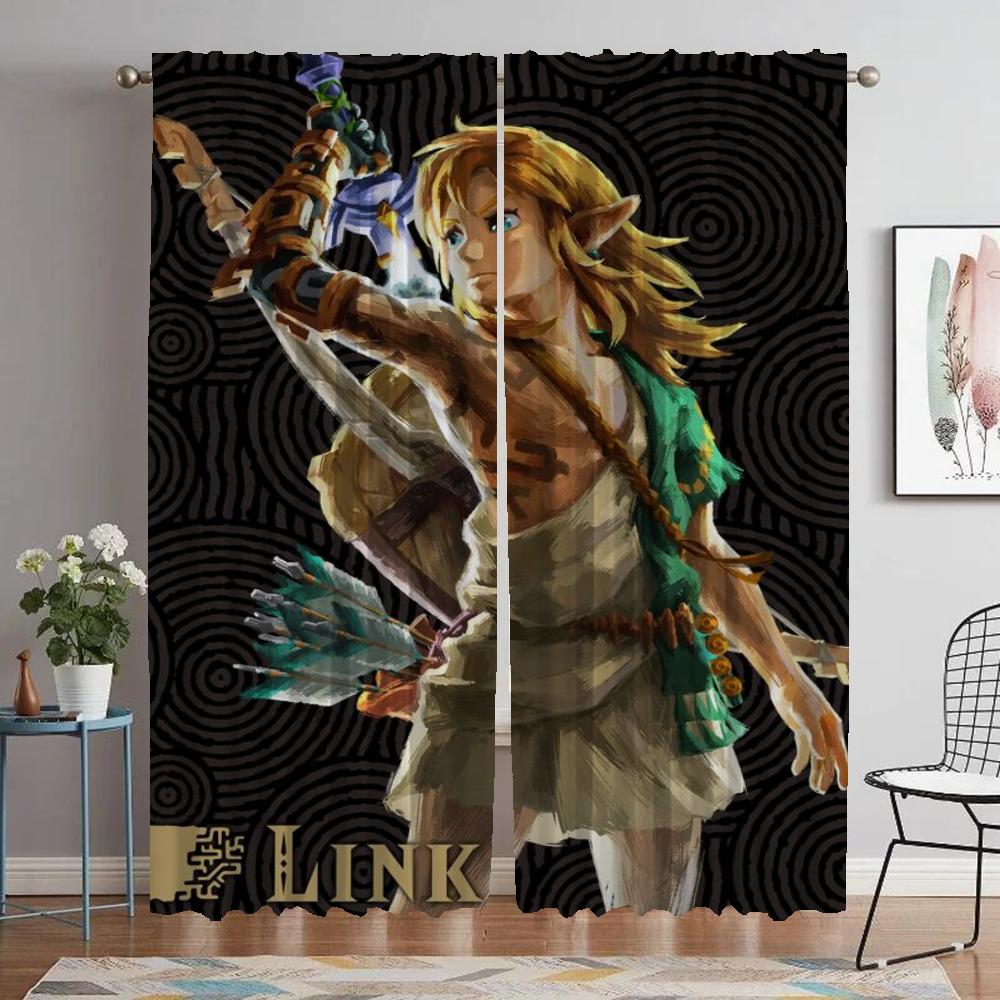 Zeldas Vorhänge für Schlafzimmer Moderne Wohnzimmer Vorhänge 2 Stück Verdunkelungsvorhang Raumteiler Jalousien Halloween Dekoration Küche W60xH90cmx2pcs-CL