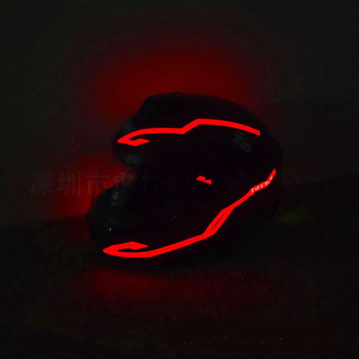 Motorrad LED Nacht Reiten Signal Helm EL Kalt Licht 4 Modus Led Fahrrad Helm Licht Streifen Dekoration Kit Bar Zubehör dunkelrote