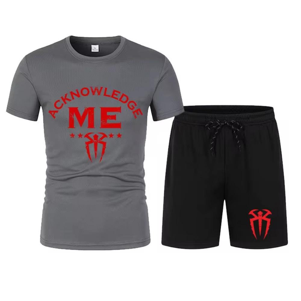 Herren Roman Reigns T-Shirt Shorts Set Sommer Kurzarm Mann Übergroße Anzüge 2025 Neue Mode Kleidung Sets M