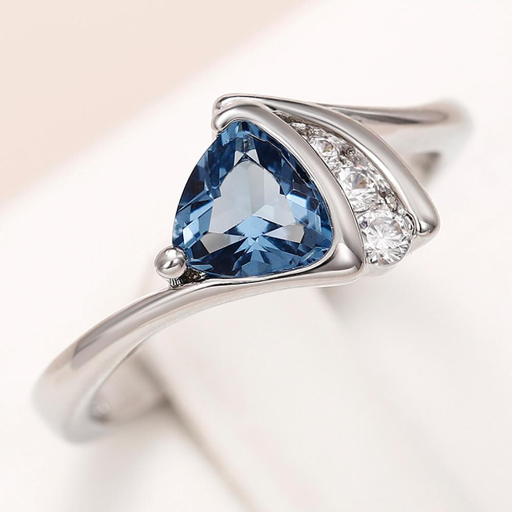 Huitan Modernes Design Blaue Zirkonia Ringe für Frauen Neuer Trend Verlobungsringe Eheringe Accessoires Modeschmuck 6 gray