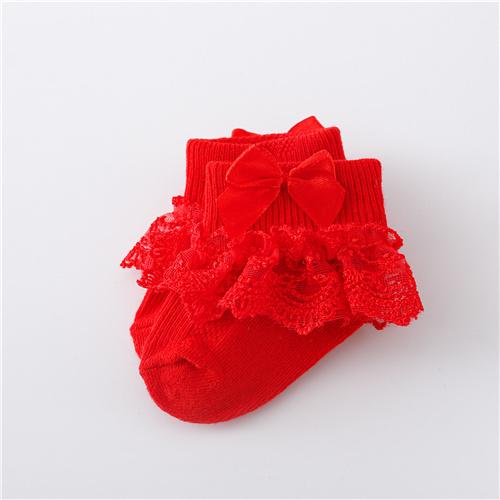 Lawadka 0-24 Monate Neugeborene Babysocken Für Mädchen Baumwolle Spitze Kleinkind Mädchen Socke Prinzessin Schleife Kleinkind Kleidung Baby Mädchen Socken Frühling Sommer 0-9M(S) red
