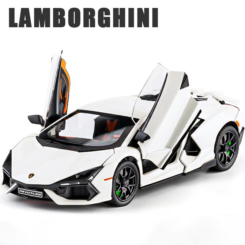 1:24 Lamborghini Revuelto Supersportwagen, Auto aus Legierung, Spielzeugauto aus Druckguss, Metallspielzeugauto, Modell mit Ton und Licht, Pullback-Kollektion, Kinderspielzeug weiß