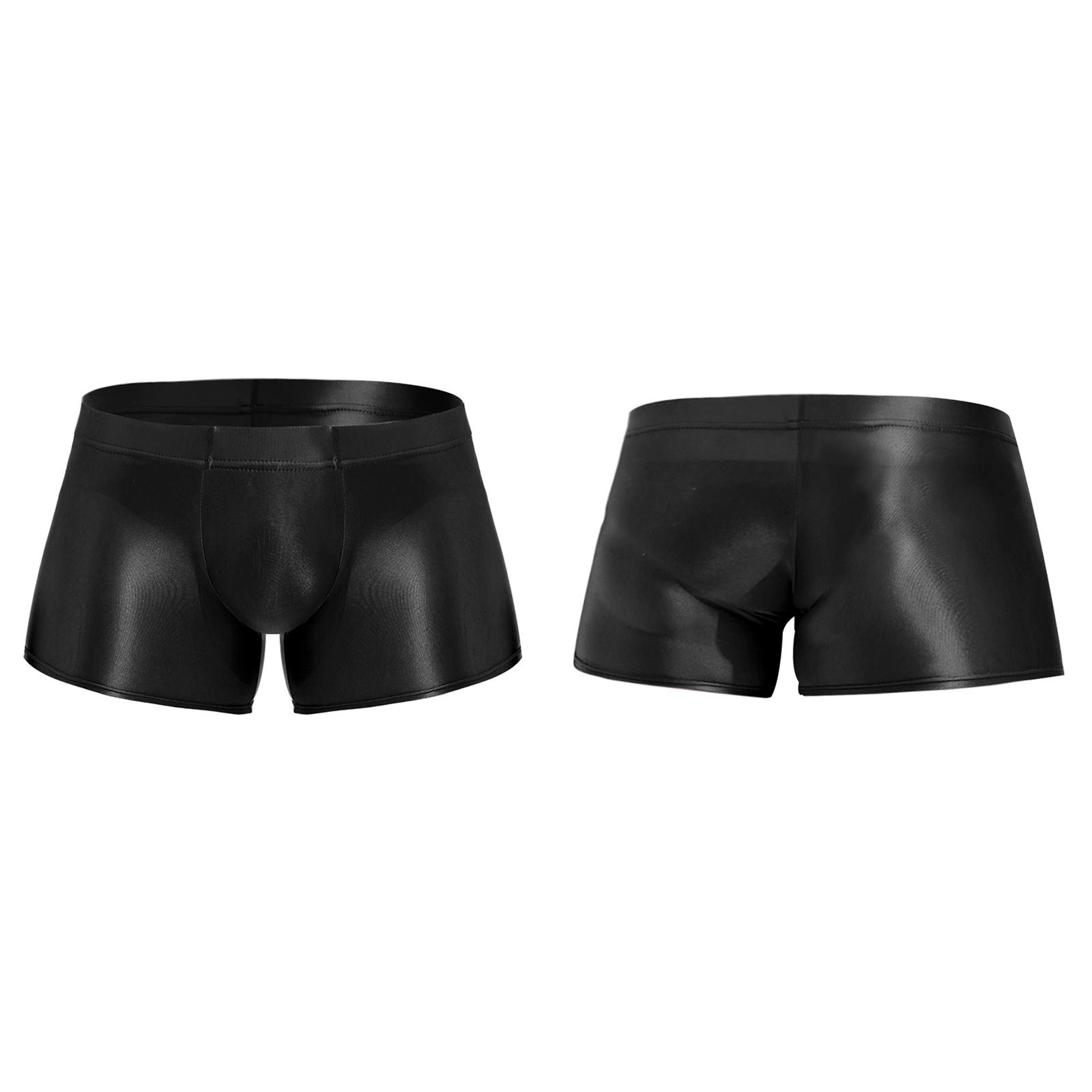 Glänzende Herren-Boxershorts, Unterwäsche, niedrige Leibhöhe, Unterhose, Unterwäsche, Pool-Party, Strand-Volleyball-Shorts, Strandmode XXL schwarz